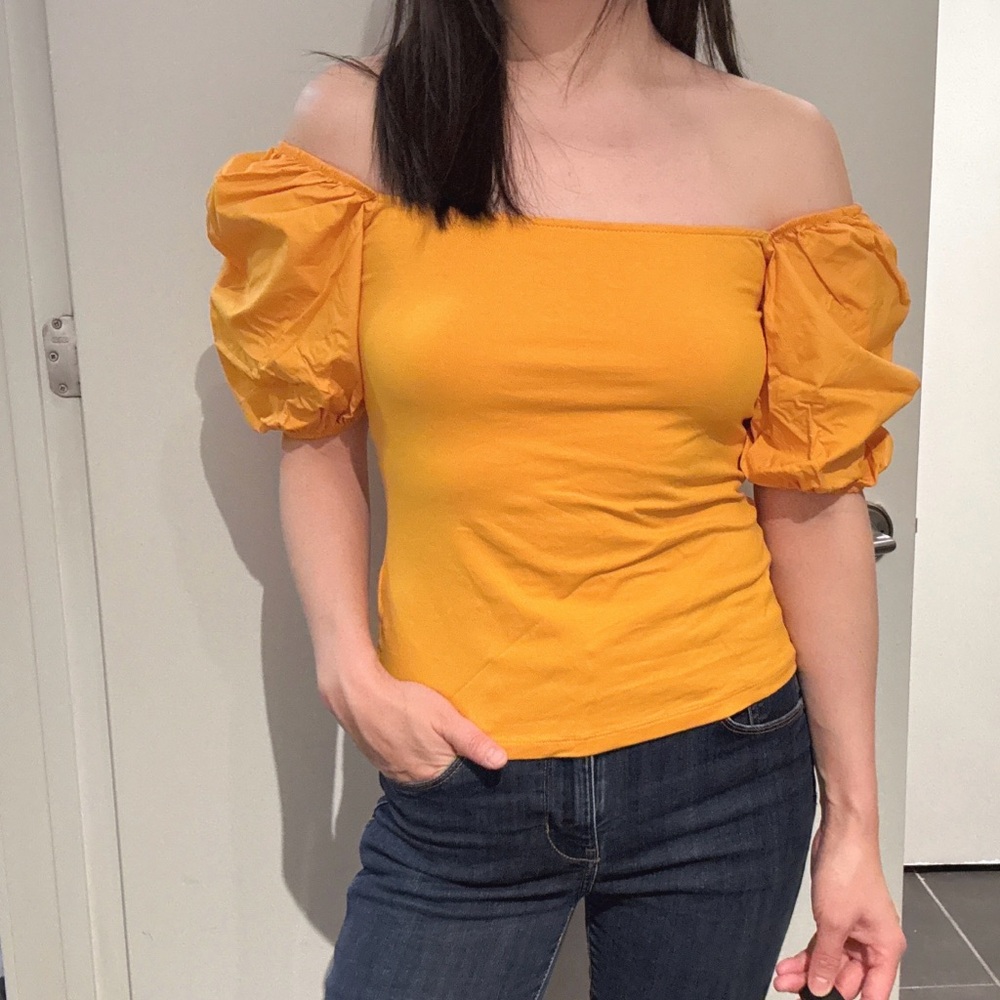H&M Mustard Off-Shoulder Blouse